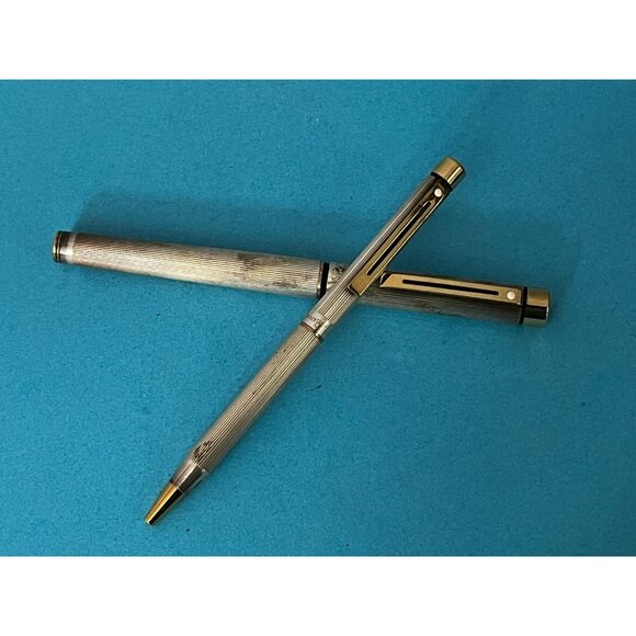 SHEAFFER Pen Set Ball and Fountain Pen Targa STERLING SILVER .925 14k nib dot - Picture 1 of 14